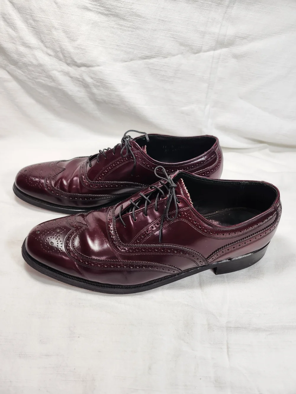 Florsheim Royal Imperial Burgundy Leather Wingtip Oxford Shoes Mens 11 D Vintage
